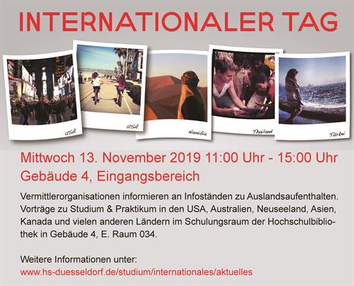 Informationen zum Internationalen Tag 2019. Wann findet er statt. Wo werden die Informationsveranstaltungen gehalten.